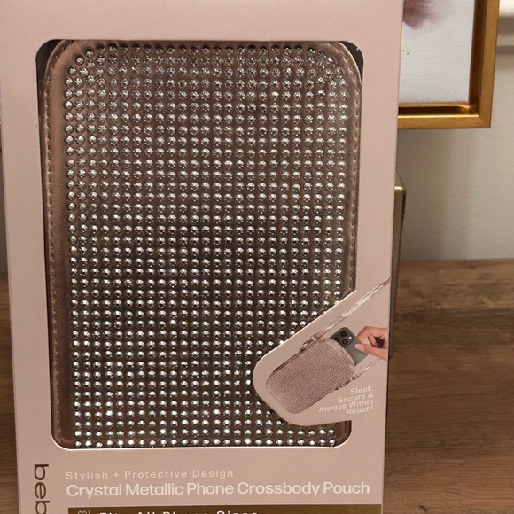 Bebe Crystal Metallic Rose Gold Phone Pouch - Picture 3 of 6